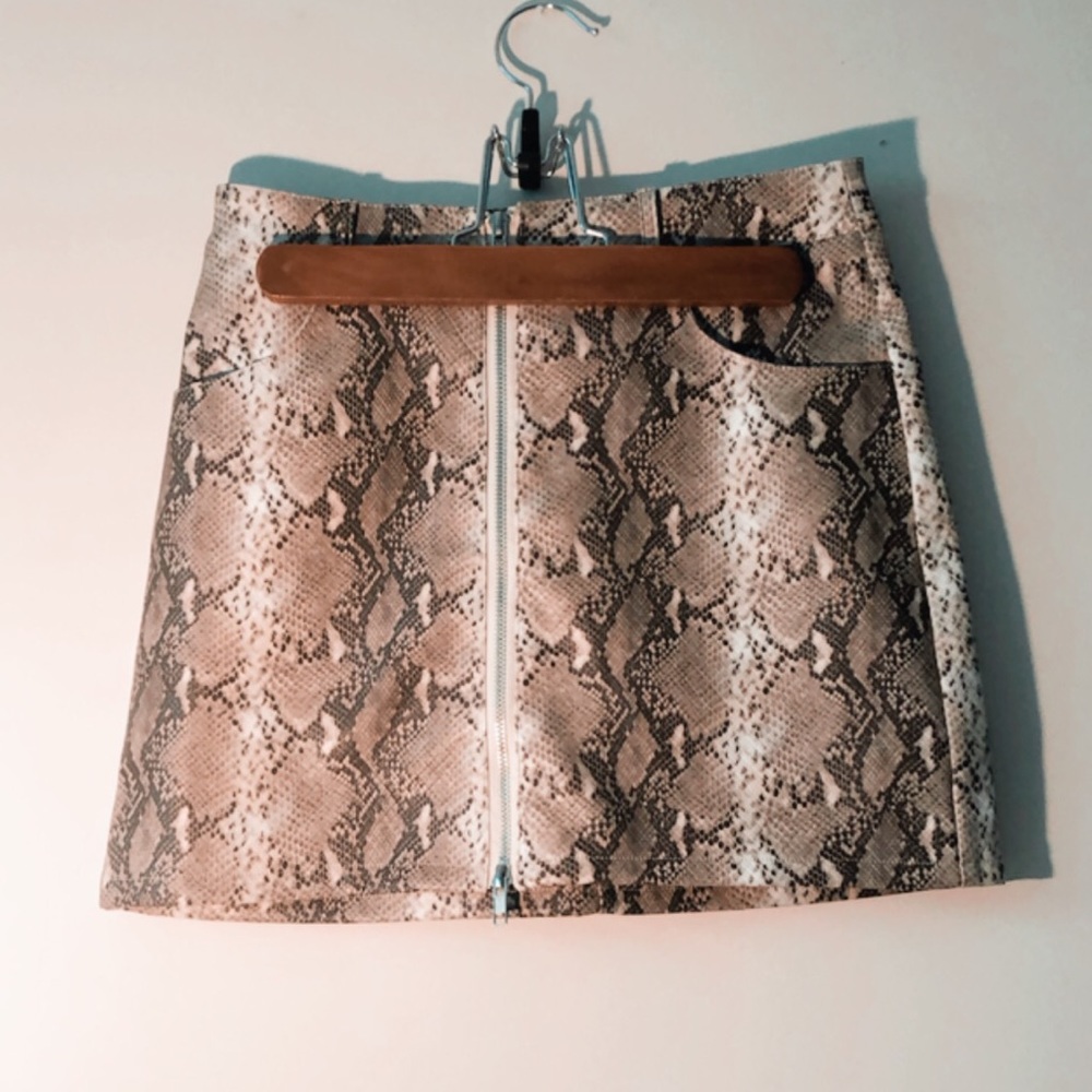Snakeskin print mini skirt leather
